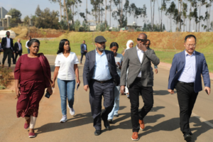 Read more about the article Mr. Salomon Soka, Director General of INSA, and his delegates, observed the construction site for the Center for Medmer and African Integration in AFLEX
